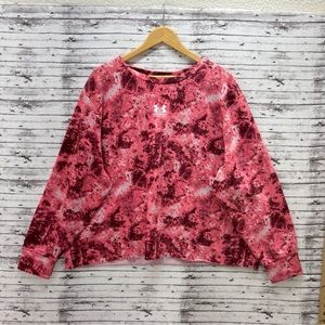 Under Armour Cropped Sweatshirt Top pink tie dye print Women’s Size 2XL